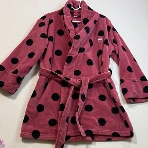 PINK Victoria's Secret Pink and Black Polka Dot Robe